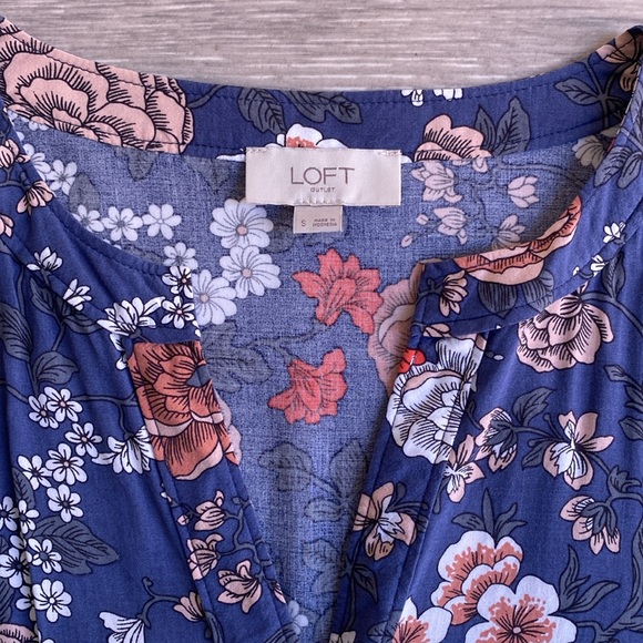 Loft Dress Blue Floral Pattern S - Picture 4 of 13